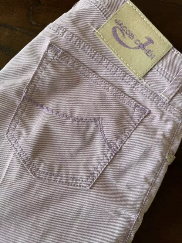 Jacob Cohen pantaloni in cotone+elastan A righe bianche e lilla  Taglia W35