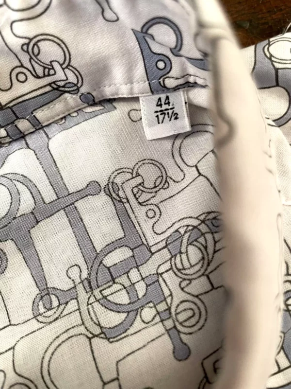 Hermés, camicia in cotone egiziano a maniche lunghe Fantasia grigio Taglia 44 - immagine 2