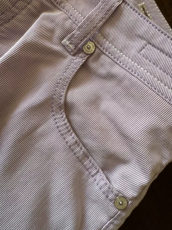 Jacob Cohen pantaloni in cotone+elastan A righe bianche e lilla  Taglia W35 - immagine 5