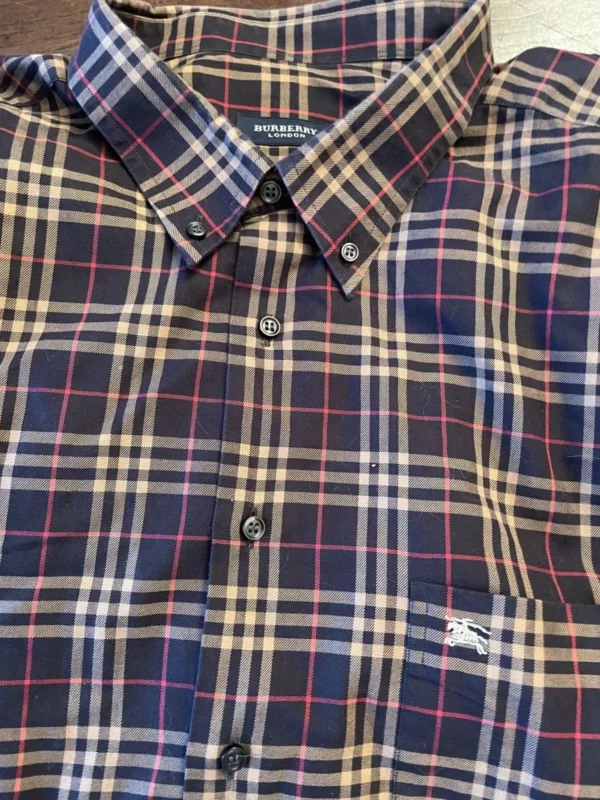 Burberry, camicia in cotone a maniche lunghe Fantasia blu Taglia 2XL