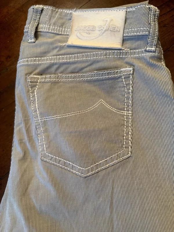 Jacob Cohen pantaloni cotone+elastan A righe bianche e grigie Taglia W34