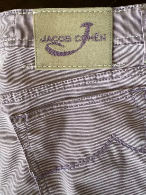 Jacob Cohen pantaloni in cotone+elastan A righe bianche e lilla  Taglia W35 - immagine 2