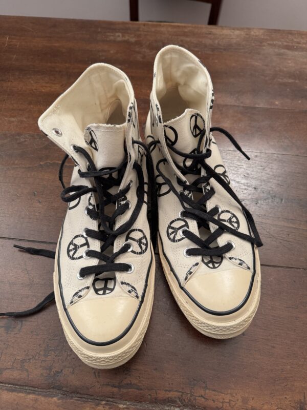 Converse, sneakers alte in tessuto tecnico. bianco con stampa Taglia 11 UK - immagine 4