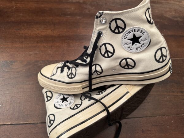 Converse, sneakers alte in tessuto tecnico. bianco con stampa Taglia 11 UK